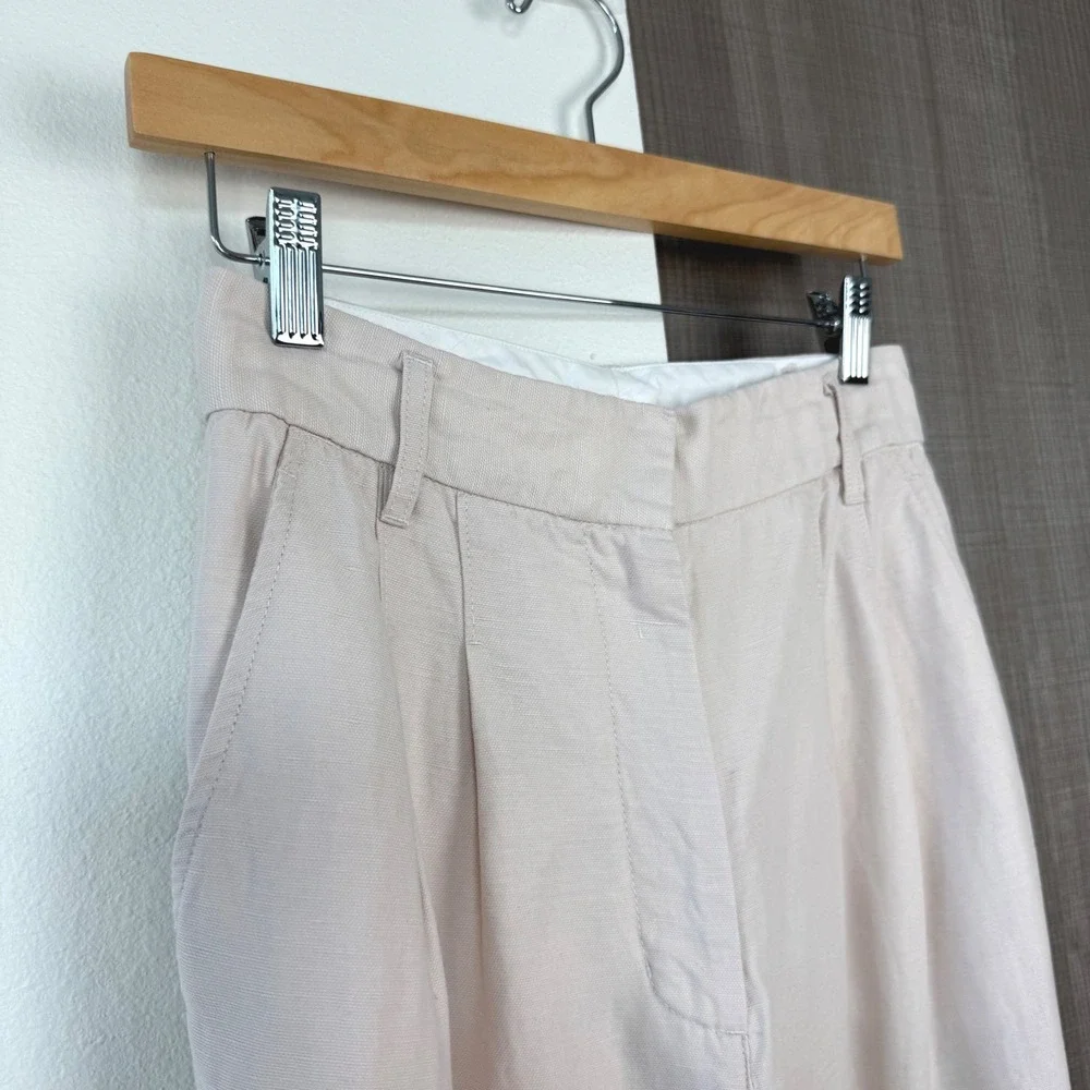 Wilfred Artizia The Effortless Pants Linen Blend Wide Leg Trouser Beige Size 4